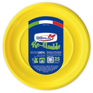 Piatti piani Gialli in polistirene h.19 mm Dopla Reusable Ø220 mm 11752 (conf.25)