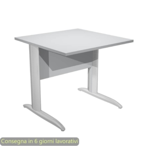 Scrivania piano Grigio 80x80xh.72 cm gamba a L in metallo effetto cromato linea Presto Artexport - 001K2/9/AR