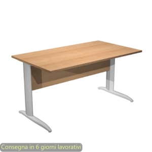 Scrivania piano Faggio 140x80xh.72 cm gamba a L in metallo Grigio alluminio linea Presto Artexport - 002K2/6/AA