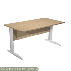 Scrivania piano Rovere 140x80xh.72 cm gamba a L in metallo effetto cromato linea Presto Artexport - 002K2/C/AR