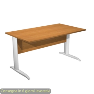 Scrivania piano Noce chiaro 140x80xh.72 cm gamba a L in metallo Bianco opaco linea Presto Artexport - 002K2/4/AN