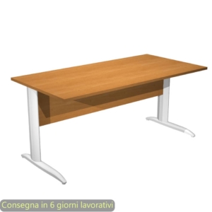 Scrivania piano Noce chiaro 160x80xh.72 cm gamba a L in metallo Bianco opaco linea Presto Artexport - 003K2/4/AN