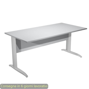Scrivania piano Grigio 160x80xh.72 cm gamba a L in metallo effetto cromato linea Presto Artexport - 003K2/9/AR