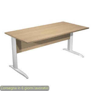 Scrivania piano Rovere 160x80xh.72 cm gamba a L in metallo Grigio alluminio linea Presto Artexport - 003K2/C/AA