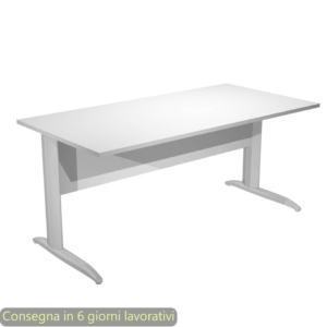 Scrivania piano Bianco 160x80xh.72 cm gamba a L in metallo effetto cromato linea Presto Artexport - 003K2/3/AR