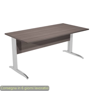 Scrivania piano Frassino toscano 160x80xh.72 cm gamba a L in metallo effetto cromato Presto - 003K2/F/AR