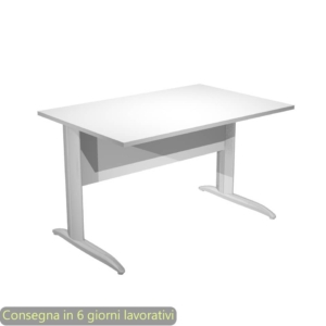 Scrivania piano Bianco 120x80xh.72 cm gamba a L in metallo effetto cromato linea Presto Artexport - 004K2/3/AR