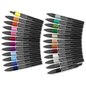 Set 24 pennarelli doppia punta brushmarker "Student Designer'' Winsor&Newton Colori Assortiti