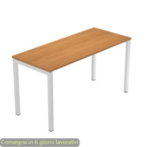 Scrivania piano Noce chiaro 140x60xh.72,5 cm gamba a ponte metallo Grigio linea Presto Venere Plus - 652/4