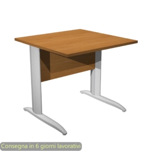 Scrivania piano Noce chiaro 80x80xh.72 cm gamba a L in metallo Grigio alluminio linea Presto Artexport - 001K2/4/AA