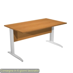 Scrivania piano Noce chiaro 140x80xh.72 cm gamba a L in metallo effetto cromato linea Presto Artexport - 002K2/4/AR