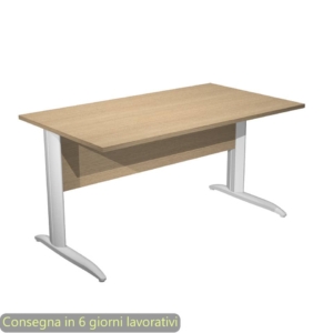Scrivania piano Rovere 140x80xh.72 cm gamba a L in metallo Bianco opaco linea Presto Artexport - 002K2/C/AN