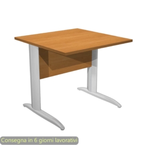 Scrivania piano Noce chiaro 80x80xh.72 cm gamba a L in metallo effetto cromato linea Presto Artexport - 001K2/4/AR