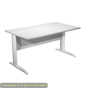 Scrivania piano Grigio 140x80xh.72 cm gamba a L in metallo Bianco opaco linea Presto Artexport - 002K2/9/AN