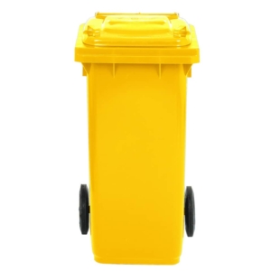 Bidone carrellato per raccolta differenziata 120 litri con coperchio PEHD Mobil Plastic Giallo - 1/120/5-GIA