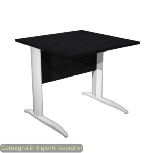 Scrivania piano Nero venato frassino 80x80xh.72 cm gamba a L in metallo Bianco opaco Presto Artexport 001K2/8/AN