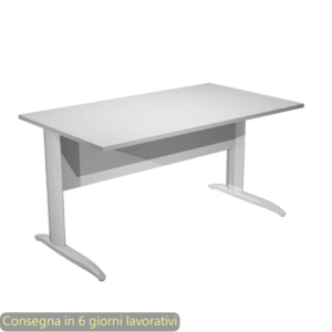 Scrivania piano Grigio 140x80xh.72 cm gamba a L in metallo effetto cromato linea Presto Artexport - 002K2/9/AR