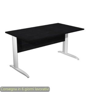 Scrivania piano Nero venato frassino 140x80xh.72 cm gamba a L in metallo Bianco opaco Presto Artexport 002K2/8/AN