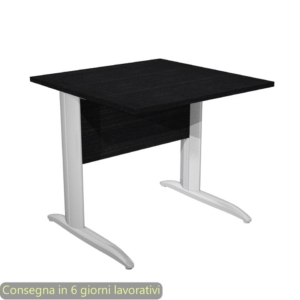 Scrivania piano Nero venato frassino 80x80xh.72 cm gamba a L in metallo effetto cromato Presto - 001K2/8/AR