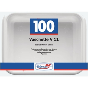 Vaschette Bianche V/11 in polistirene 125x95x47mm Dopla Professional 400 ml - 7012 (conf.100)