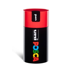 Pennarelli a tempera Uni Ball Uniposca in Gift Box - punta media Colori Assortiti - tappo barattolo Rosso (conf.18)