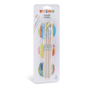 Pennelli punta piatta Primo misura 0/2/4/6/8 (5 blister da 5 pezzi cad.)