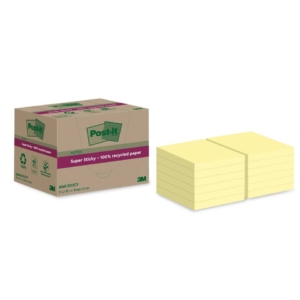 Foglietti riposizionabili Post-it® Super Sticky carta riciclata al 100% 76x76 mm Giallo Canary - 12 blocchetti da 70 foglietti