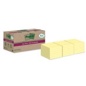 Foglietti riposizionabili Post-it® Super Sticky carta riciclata al 100% 76x76 mm Giallo Canary - 18 blocchetti da 70 foglietti