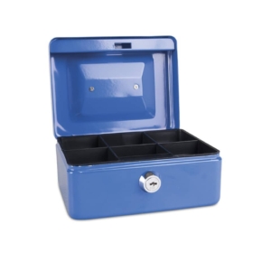 Cassetta portadenaro in metallo con serratura 152x80x115 mm Donau blu