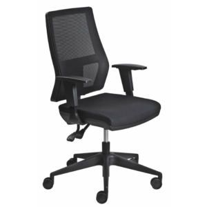 Poltrona semi-direzionale Seditaly Unica Back-system tessuto ignifugo Nero - braccioli regolabili - UCG0C4SEGB1R1