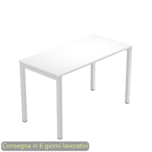 Scrivania piano Bianco 120x60xh.72,5 cm gamba a ponte in metallo Grigio linea Presto Venere Plus Artexport - 654/3