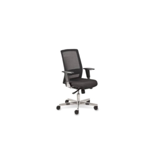 Poltrona semi-direzionale Olimpia Syncro Seditaly tessuto ignifugo Nero base alluminio - OLG0T18AGB833