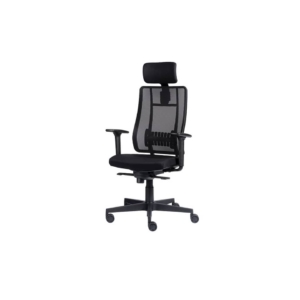 Poltrona semi-direzionale Liberty Syncro Seditaly tessuto ignifugo con poggiatesta Nero - LTGPS1TEGB1R1