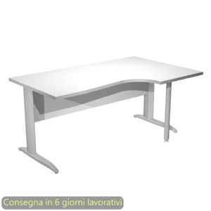 Scrivania angolare destra piano Bianco 160x60/80/100xh.72 cm gamba a L metallo cromato Presto Compact - 008K211/3/AR