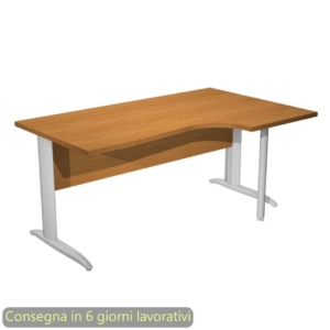 Scrivania angolare destra piano Noce 160x60/80/100xh.72 cm gamba a L metallo cromato Presto Compact - 008K211/4/AR