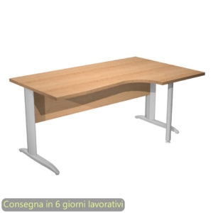 Scrivania angolare destra piano Noce 160x60/80/100xh.72 cm gamba a L metallo cromato Presto Compact - 008K211/6/AR