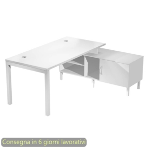 Scrivania piano Bianco 180x80xh.72,5 cm gamba a ponte in metallo Bianco piano Bianco - SOL180/3-AM