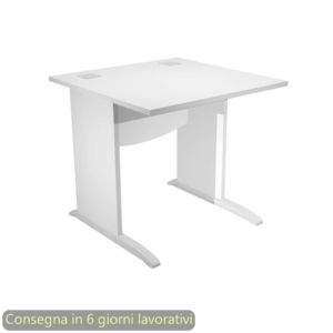 Scrivania piano Bianco 80x80xh.73 cm gamba a pannello con piede ad L Grigio linea Flex Artexport - JPL80/3