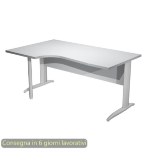 Scrivania angolare sinistra piano Grigio 160x60/80/100xh.72 cm gamba a L metallo cromato Presto Compact - 009K211/9/AR