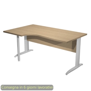 Scrivania angolare sinistra piano Rovere 160x60/80/100xh.72 cm gamba a L metallo cromato Presto Compact - 009K211/C/AR
