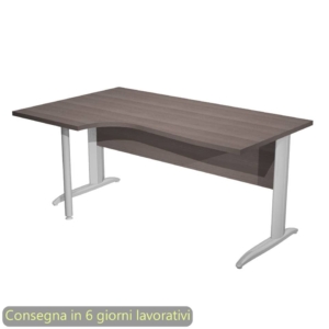 Scrivania angolare sinistra Frassino toscano 160x60/80/100xh.72 cm gamba a L metallo cromato Presto Compact