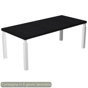 Scrivania direzionale piano Nero venato frassino 210x90xh.74 cm gamba metallo Bianco sezione quadrata Flora - 902G/8-AM