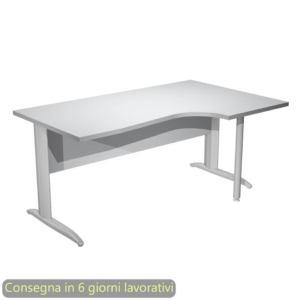 Scrivania angolare destra piano Grigio 160x60/80/100xh.72 cm gamba a L metallo cromato Presto Compact - 008K211/9/AR