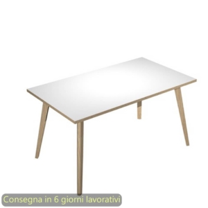 Scrivania piano Bianco 140x80xh.74,4 cm gamba rastremata in legno Rovere linea Woody Artexport - 6402-DKA-3C-AQ