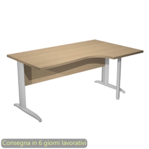 Scrivania angolare destra piano Rovere 160x60/80/100xh.72 cm gamba a L metallo cromato Presto Compact - 008K211/C/AR