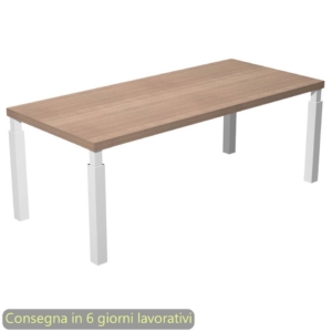 Scrivania direzionale piano Noce arabis 210x90xh.74 cm gamba metallo Bianco sezione quadrata Flora - 902G/K-AM