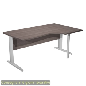 Scrivania angolare destra Frassino 160x60/80/100xh.72 cm gamba a L metallo cromato Presto Compact - 008K211/F/AR