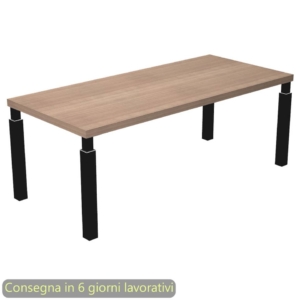 Scrivania direzionale piano Noce arabis 210x90xh.74 cm gamba metallo Nero opaco sezione quadrata Flora 902G/K-AQ
