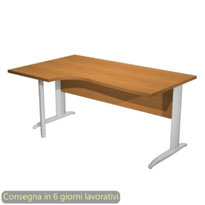 Scrivania angolare sinistra Noce chiaro 160x60/80/100xh.72 cm gamba a L metallo cromato Presto Compact - 009K211/4/AR