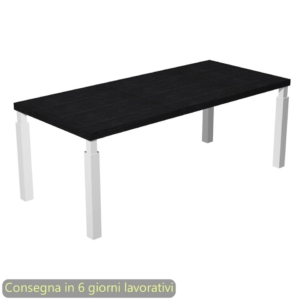 Scrivania direzionale piano Nero venato frassino 180x90xh.74 cm gamba metallo Bianco sezione quadrata Flora - 901G/8-AM